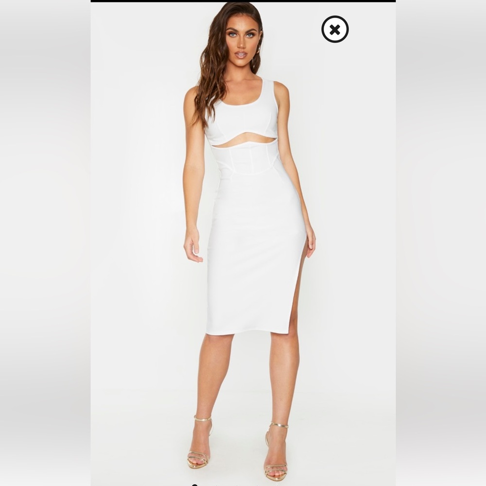 Pretty Little Thing White Bandage Cut Out Corset Dress